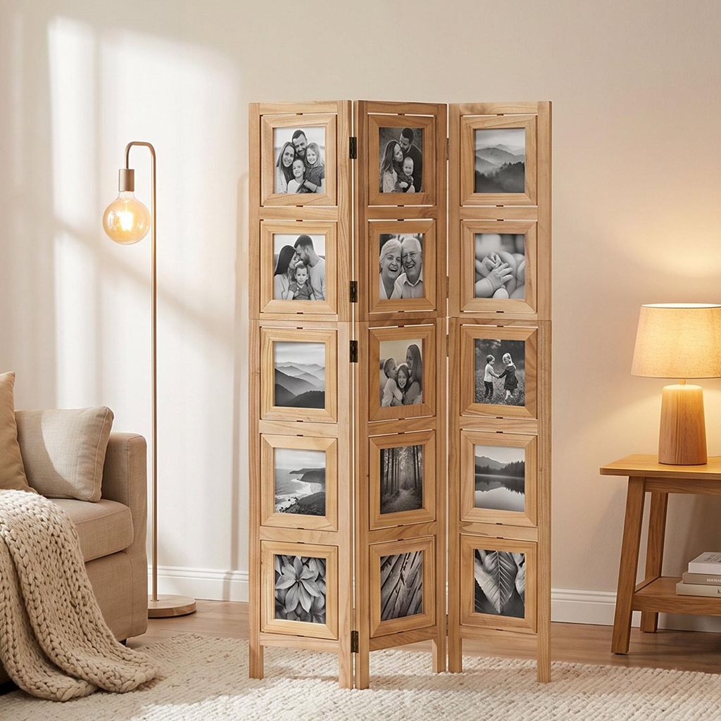 Homestyle4u Foto Paravent Raumteiler 3 teilig Fotowand Holz Produktbild 