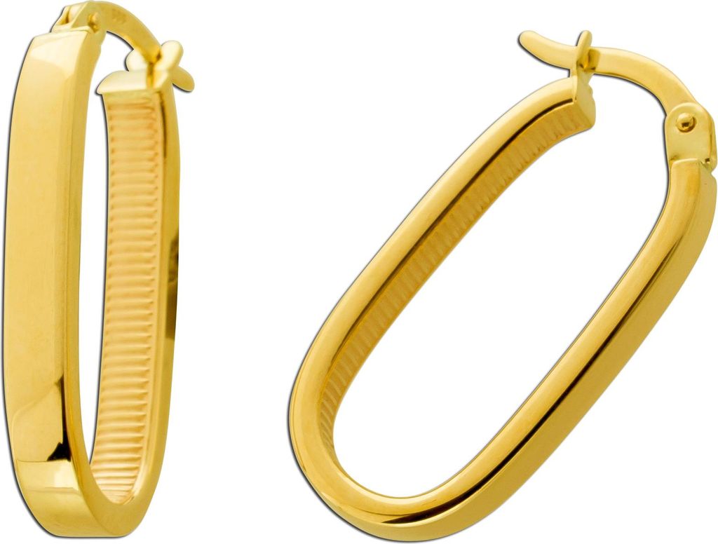 Ovale Creolen Gelbgold 585 14 Karat Klappscharnier Produktbild 