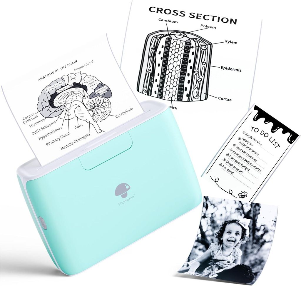 Phomemo M04S Tragbarer Thermodrucker, 300 DPI Aufkleber Drucker, 53/80/110mm Druckbreite Kompatibel mit iOS & Android, für Studiennotizen, Etiketten