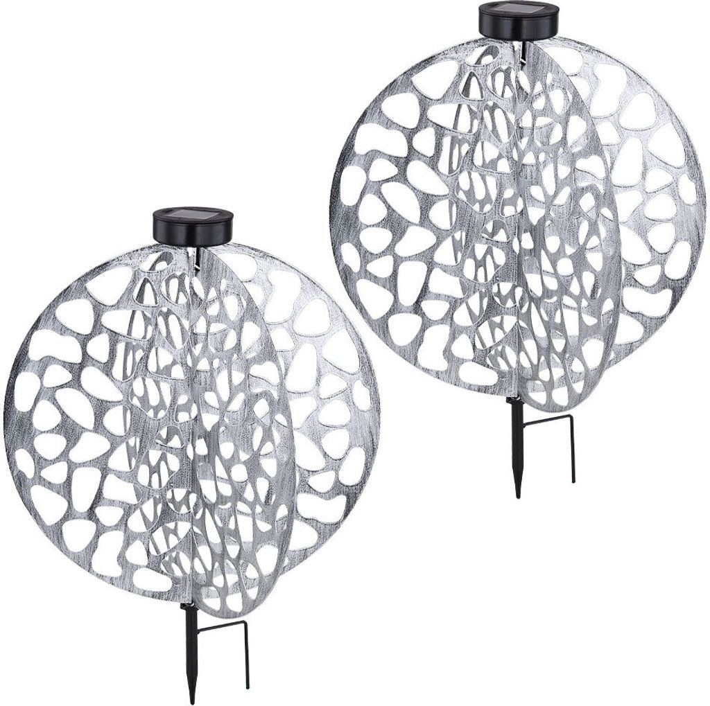 2er Set LED Solarleuchte, Erdspieß, Kugel, H 51 cm Produktbild 