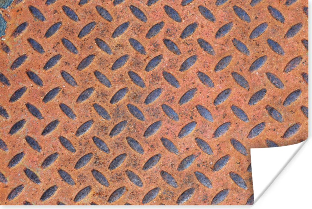 MuchoWow Poster Diamantplatte - Retro - Rost 90x60 cm - Schlafzimmer