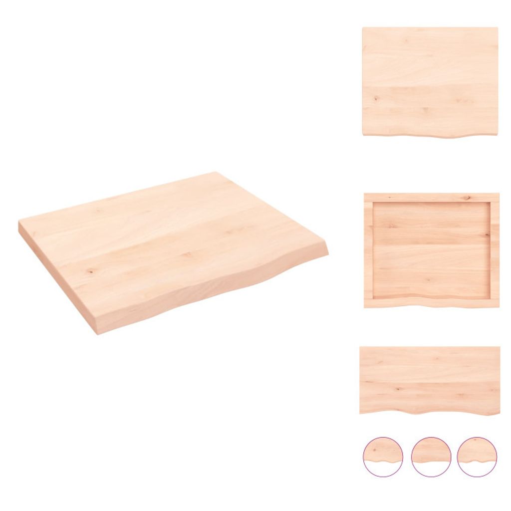 vidaXL Wandregal 60x50x(2-4) cm Massivholz Eiche Unbehandelt - Wandregale