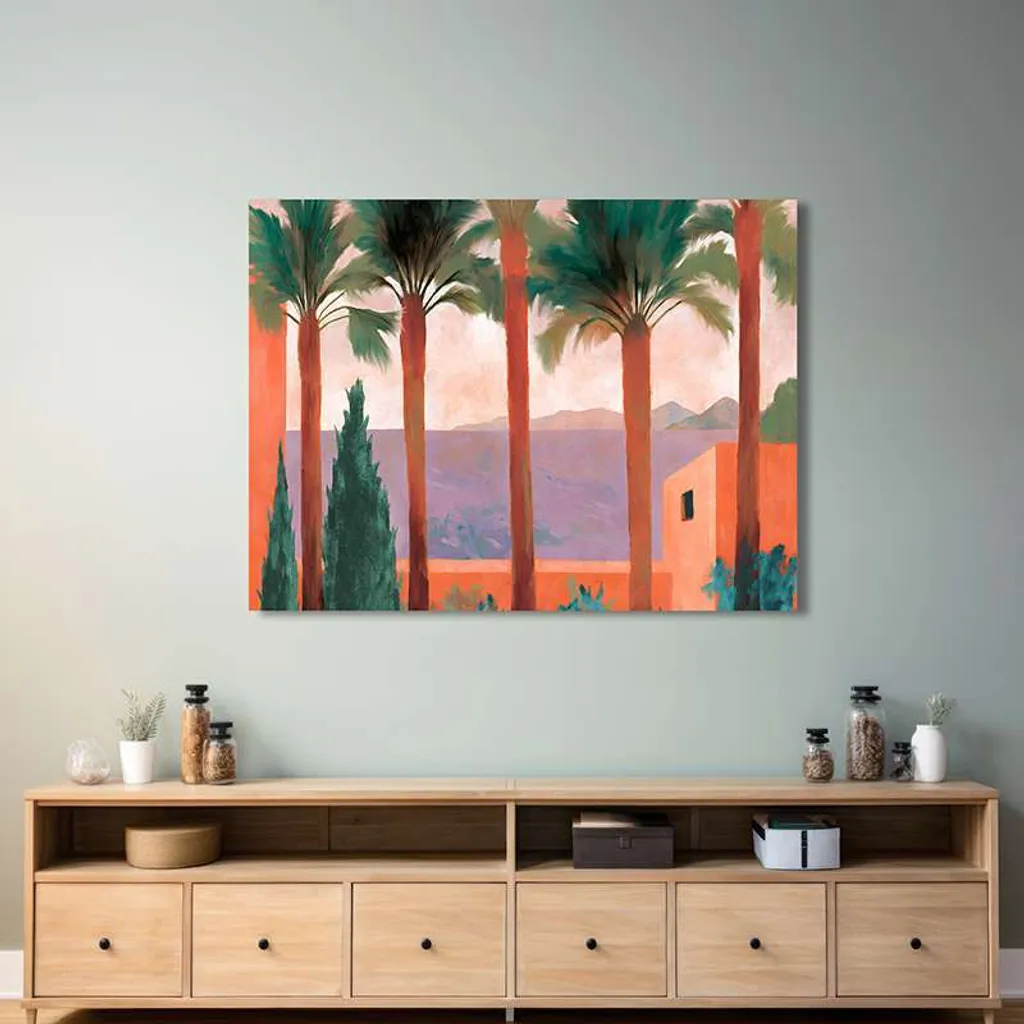 Stampa d'arte su tela, paesaggio moderno - Renée Courtois - Giardino, Marrakech - 60x40 cm - 2