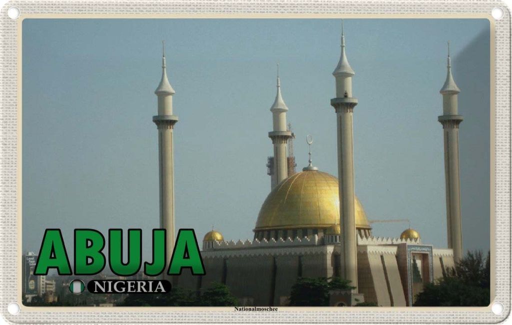 vianmo Blechschild 12x18 cm Abuja Nigeria Nationalmoschee Bildmotiv Reisemotiv Abenteuer Reisen