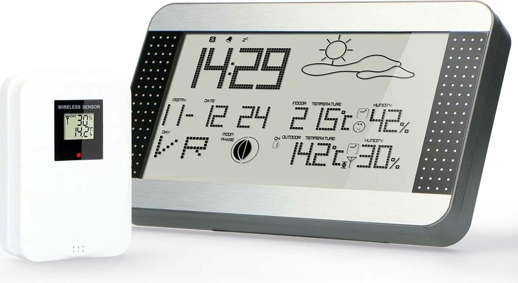 Alecto WS-1700 - Wetterstation mit kabellosem Außensensor, silber