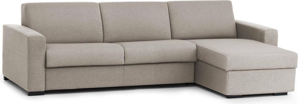 Schlafsofa Dabala, Ecksofa, 100% Italy, Sofa mit Drehöffnung, mit Wendebehälter Halbinsel, mit schmalen Armlehnen, Cm 260x95h90, Turteltaube