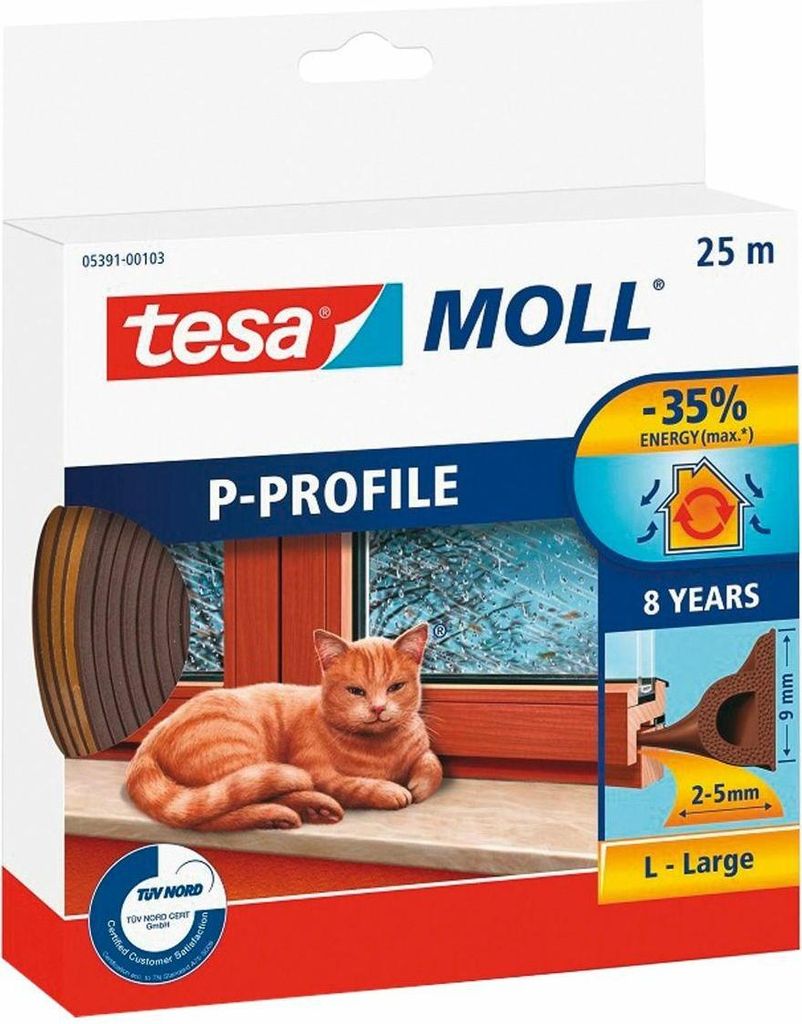 TESA Selbstklebende Gummidichtung für Fenster und Türen, Produktbild 