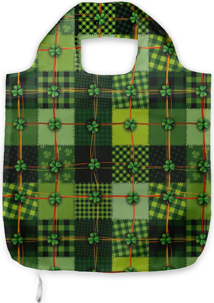 ABAKUHAUS Borsa irlandese in tessuto, Patchwork Celtic Clovers, Pratiche borse per la spesa alla moda, Multicolore