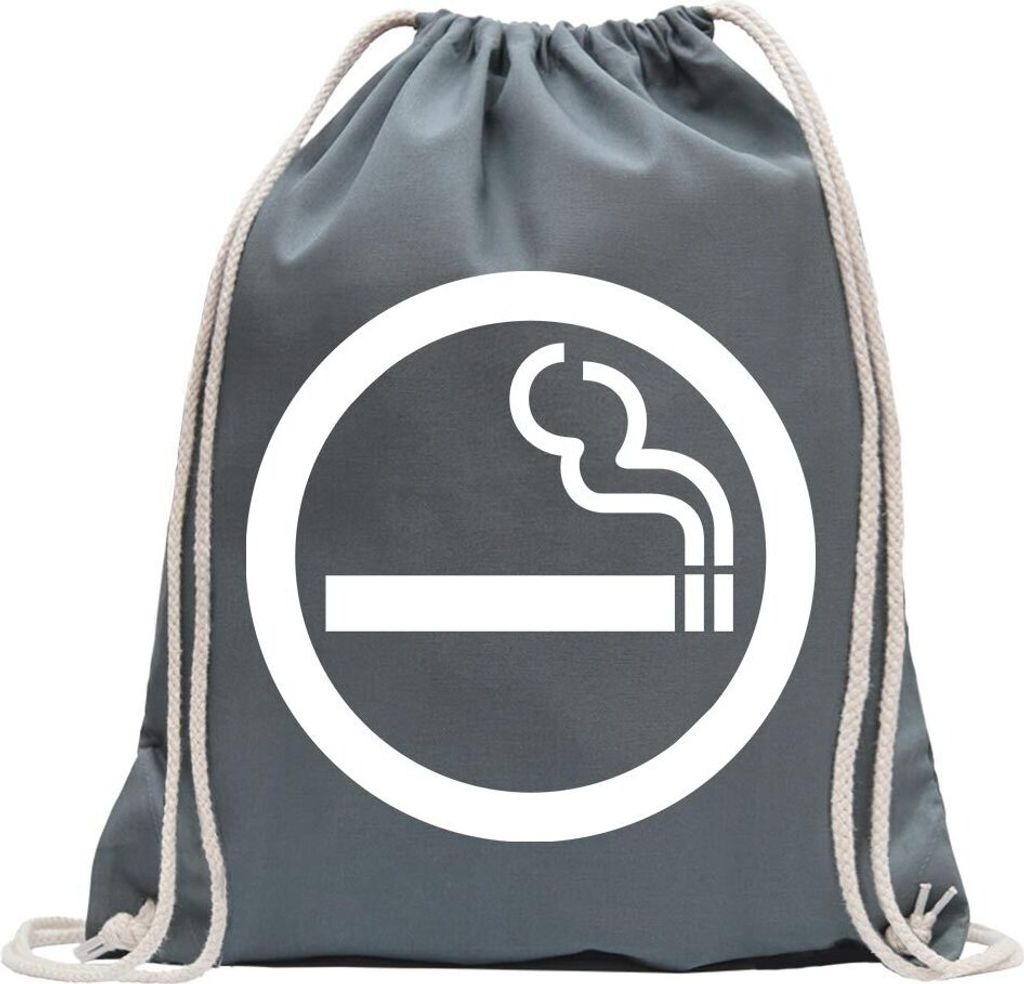 Kiwistar - Turnbeutel - stahlgrau - Raucher - Fun Rucksack Sport Beutel Gymsack Baumwolle mit Ziehgurt