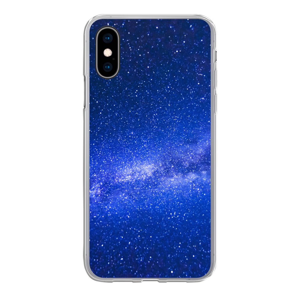 MuchoWow Handyhülle Schutzhülle Hülle für iPhone X Sternenhimmel - Universum - Blau - Jungen - Mädchen - Kinder Silikon Softcase Handy Hüll...