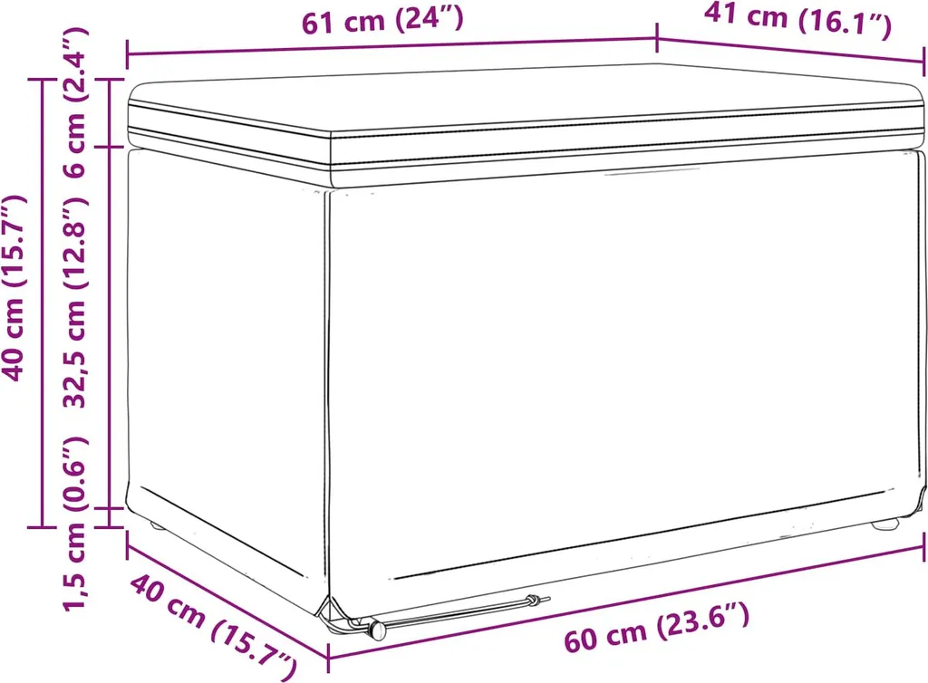 Sgabello vidaXL 60x40x40 cm Velluto Grigio | Robusto e Professionale - 8