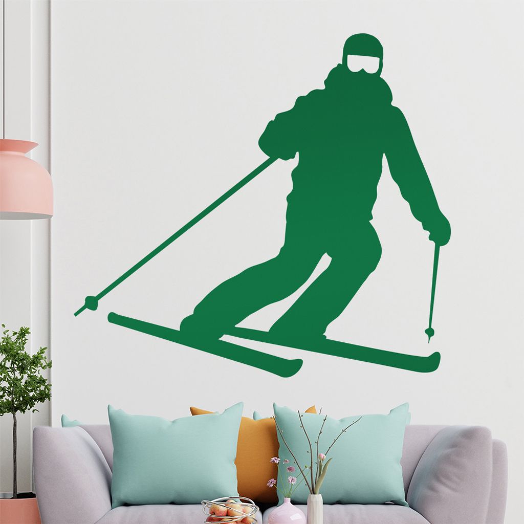 KIWISTAR Skifahrer Silhouette fahrend Abhang Ski Wandtattoo in 6 Größen - Wandaufkleber Wall Sticker - Dekoration, Küche, Wohnzimmer, Schlafzimm...