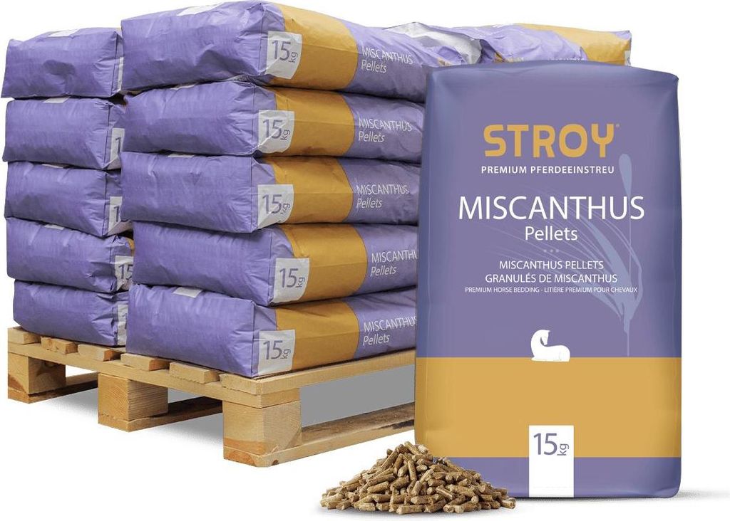 STROY Miscanthus Pellets Einstreu 15kg x 20 Sack 300kg Produktbild 