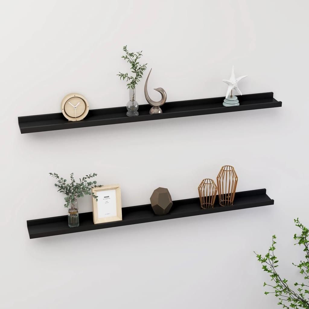 vidaXL Mensole a muro 2 pezzi nero 100x9x3 cm Immagine del prodotto 