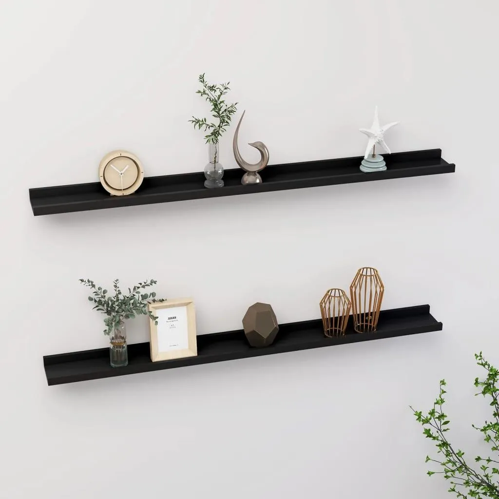 Étagères murales au design fin et épuré noir mat lot de 2