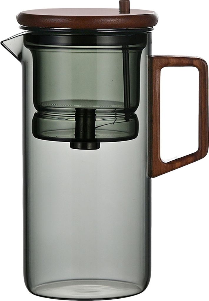 550/750 ml Teekanne mit Teesieb, Holzgriff, Teekanne aus Borosilikatglas, Wassertrenntechnologie, tropffreier Ausguss, pflegeleichte Teekanne