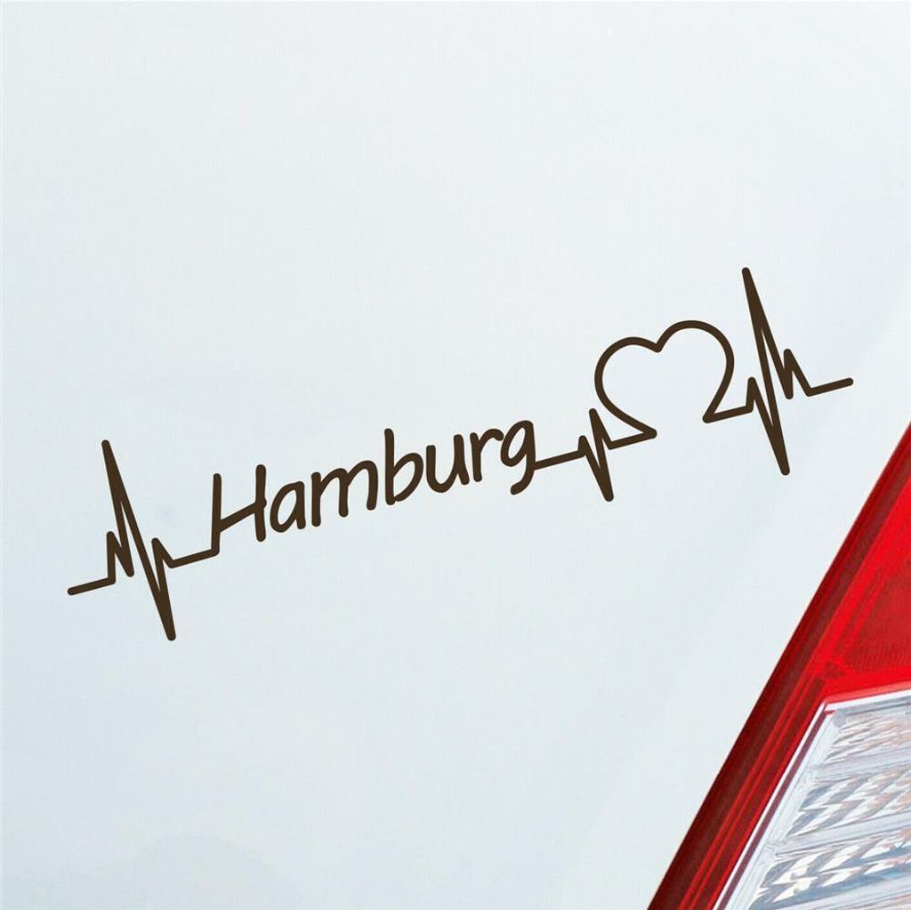 Auto Aufkleber Hamburg Herz Herzschlag 19x5 cm Braun Sticker Heckscheibenaufkleber