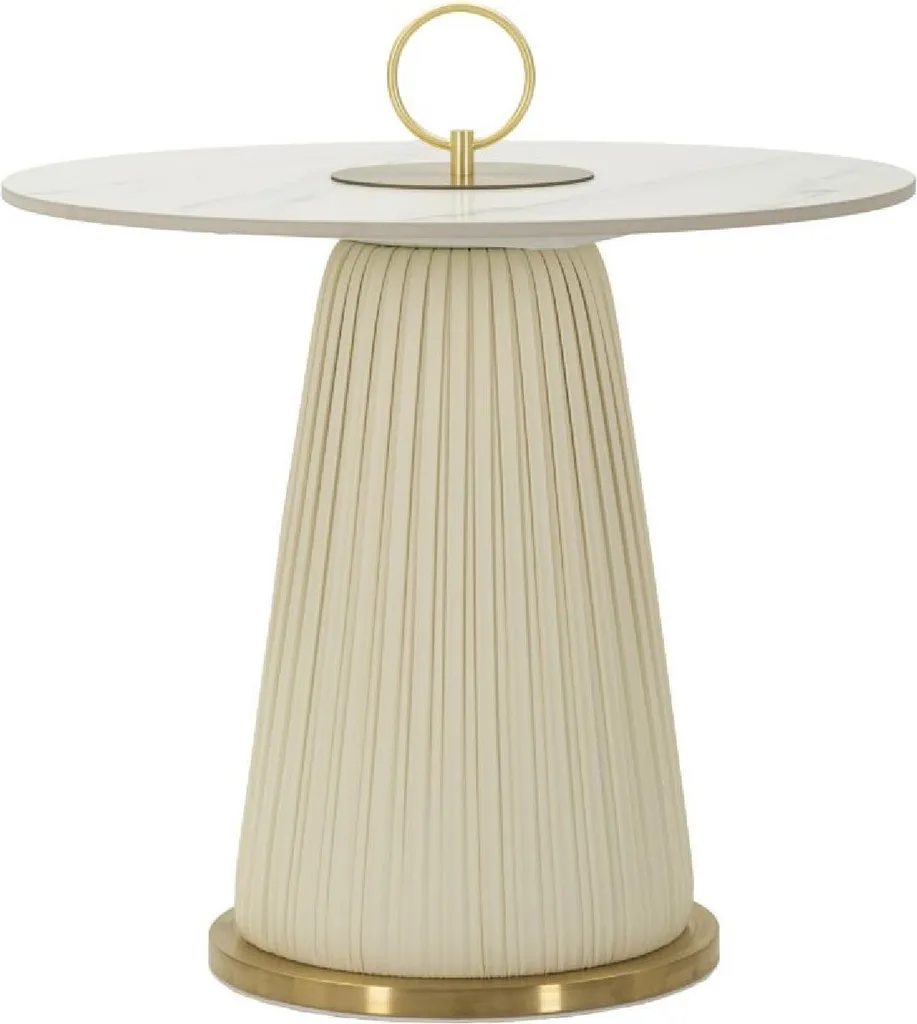Table basse ronde Nova crème Mauro Ferretti 60x54 cm gain de place chic
