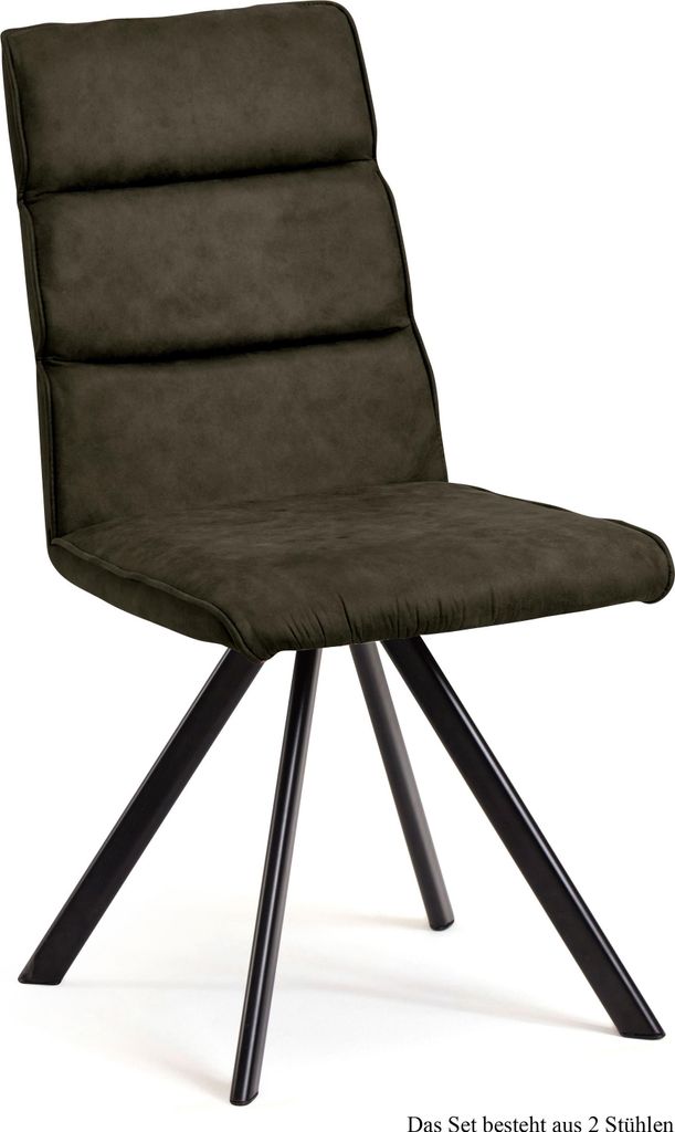 Esszimmerstuhl (2er-Set) Ddene 47x92x60 Schwarz/Khaki