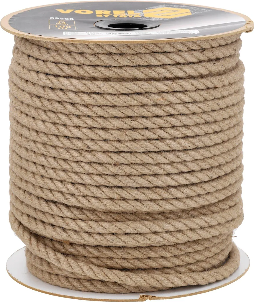 Corde jute 14 mm imprégnée 3 brins - Résistance extrême longueur 100 m