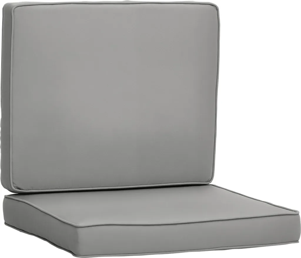 Lot de 2 Coussins de Chaise Outsunny Déhoussables et Moelleux Gris Clair