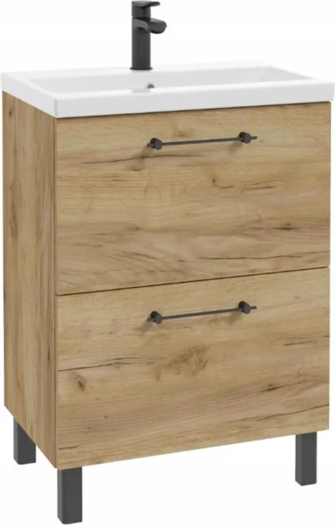Meuble sous-vasque chêne Craft Gold 50 cm Stamar avec double tiroirs