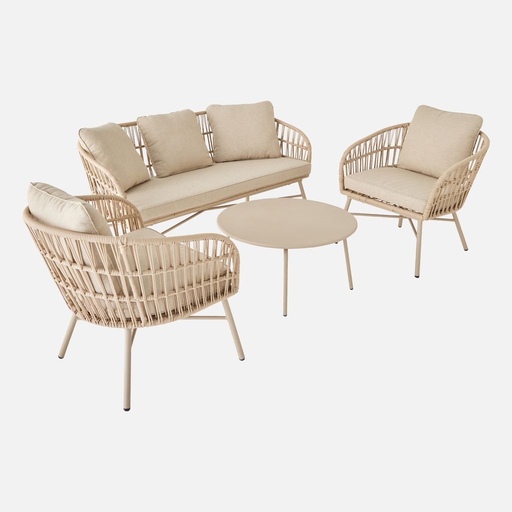 sweeek - Gartenmöbel Seil 4-Sitzer - Beige Produktbild 