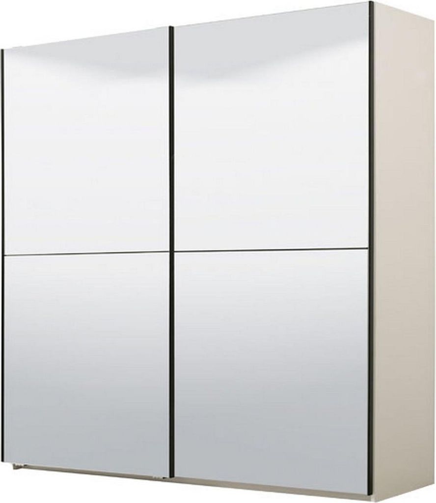 Dmora Großer Kleiderschrank Ponso 217x210h cm Weiß, Kleiderstange 8 Regalböden