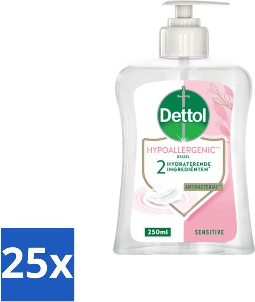 Dettol Handseife – Hypoallergen – Empfindliche Haut – 250 ml - Vorteilspack - 25 Stücke