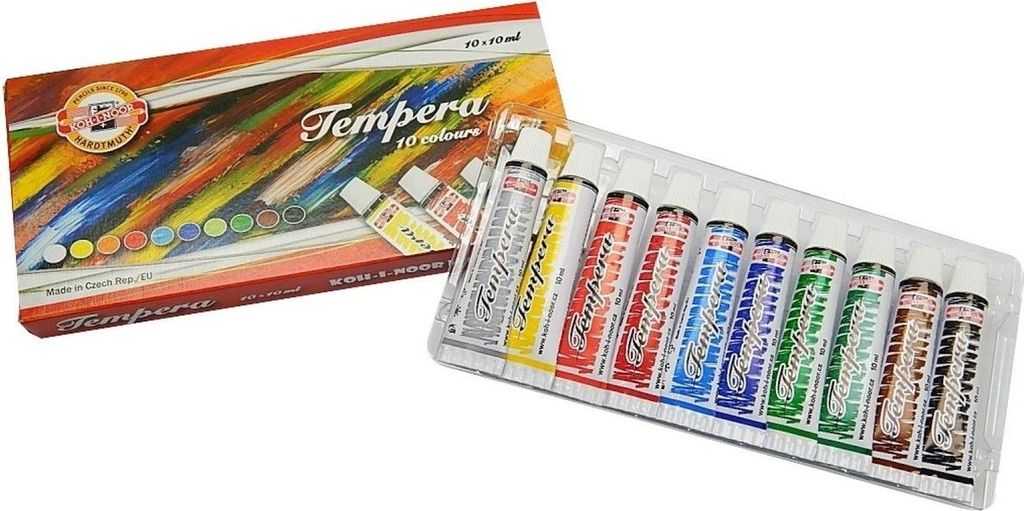 Temperafarben 10er Set - 10ml Schulmalfarben Produktbild 