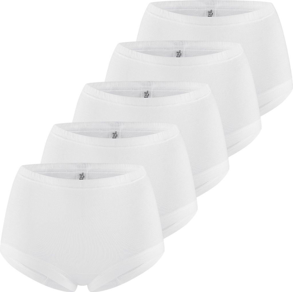 ESGE 5er Pack Basic - Feinripp Taillenslip Slips mit höherem Schnitt in weicher und natürlicher Feinripp-Qualität aus Baumwolle, Atmungsaktiv un...