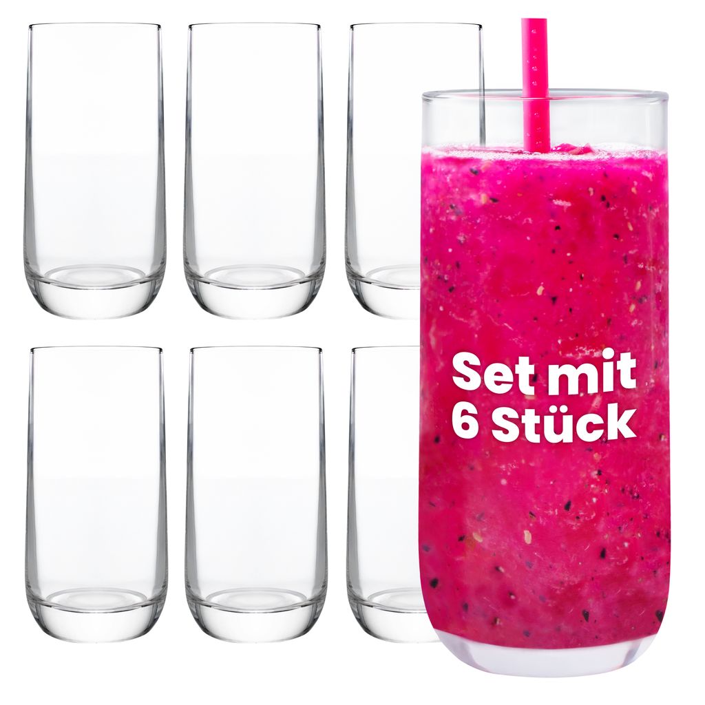 KONZEPT Gläser Set 6 teilig, Wassergläser 300 ml, Gläser für Wasser spülmaschinenfest