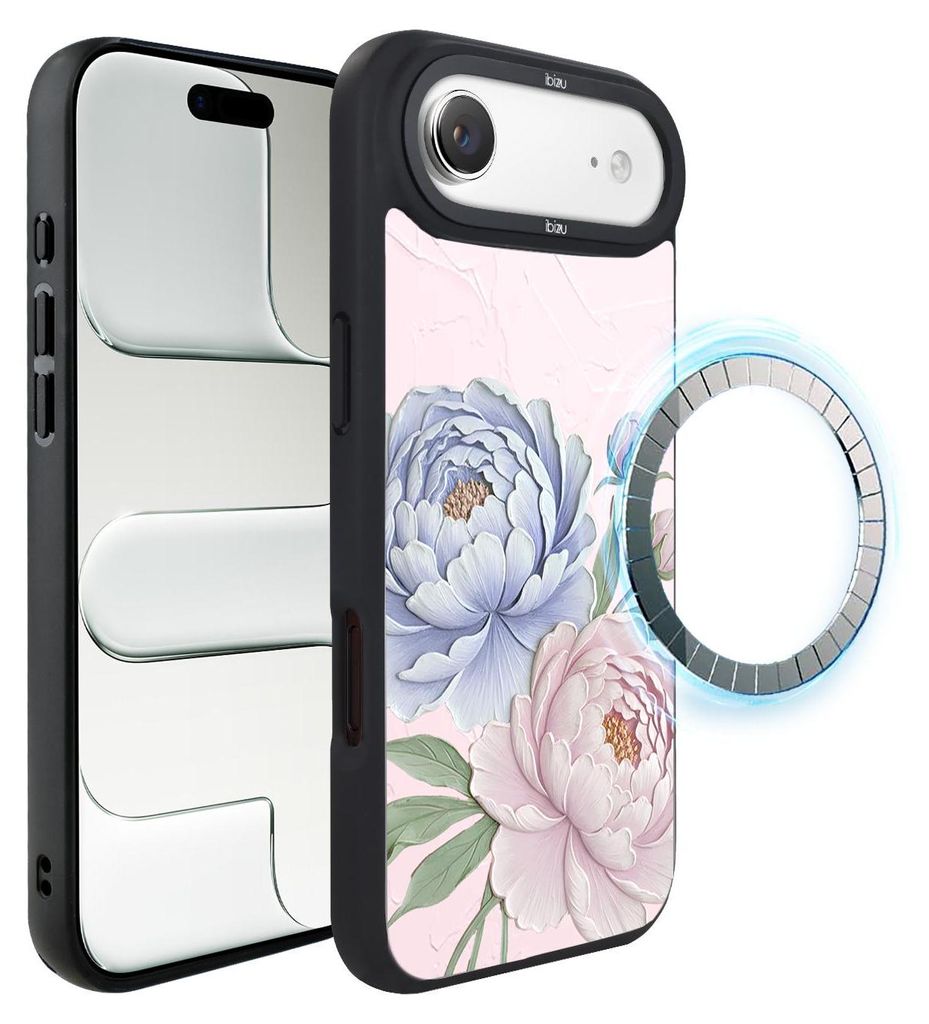 Schutzhülle für das iPhone Air, MagSafe-kompatibel, mattschwarze Seiten, Blumen, Pfingstrosen