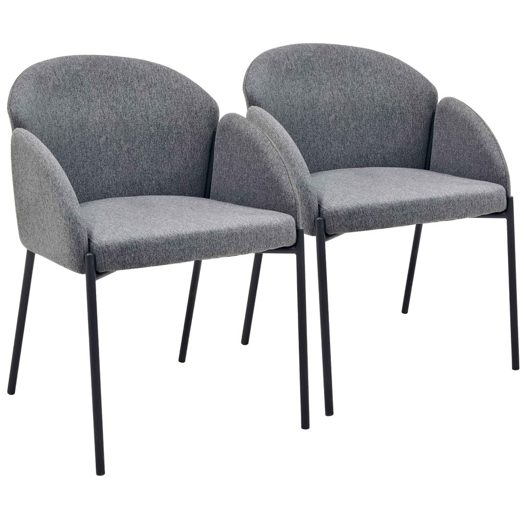 Set mit 2 Stühlen aus Stahl und anthrazitgrauem Stoff - Oviala Ava
