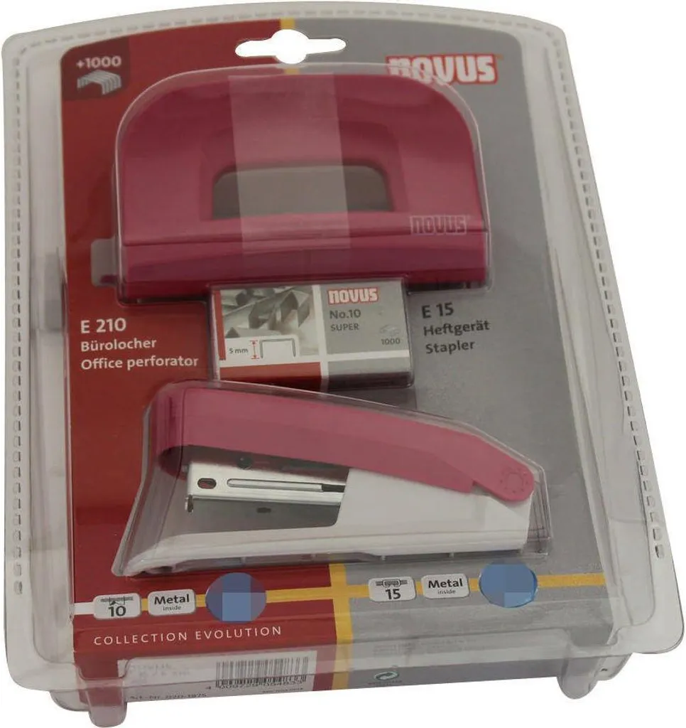 Kit Novus E15 e E210 Pink: Cucitrice e Perforatore per Home Office