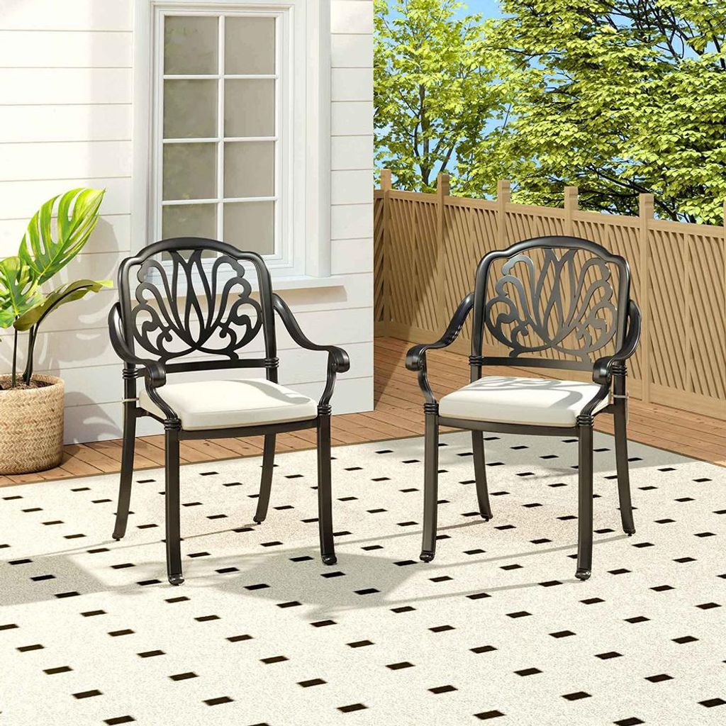 Livingandhome 2er-Set Aluminiumguss-Gartenstühle – inkl. Produktbild 
