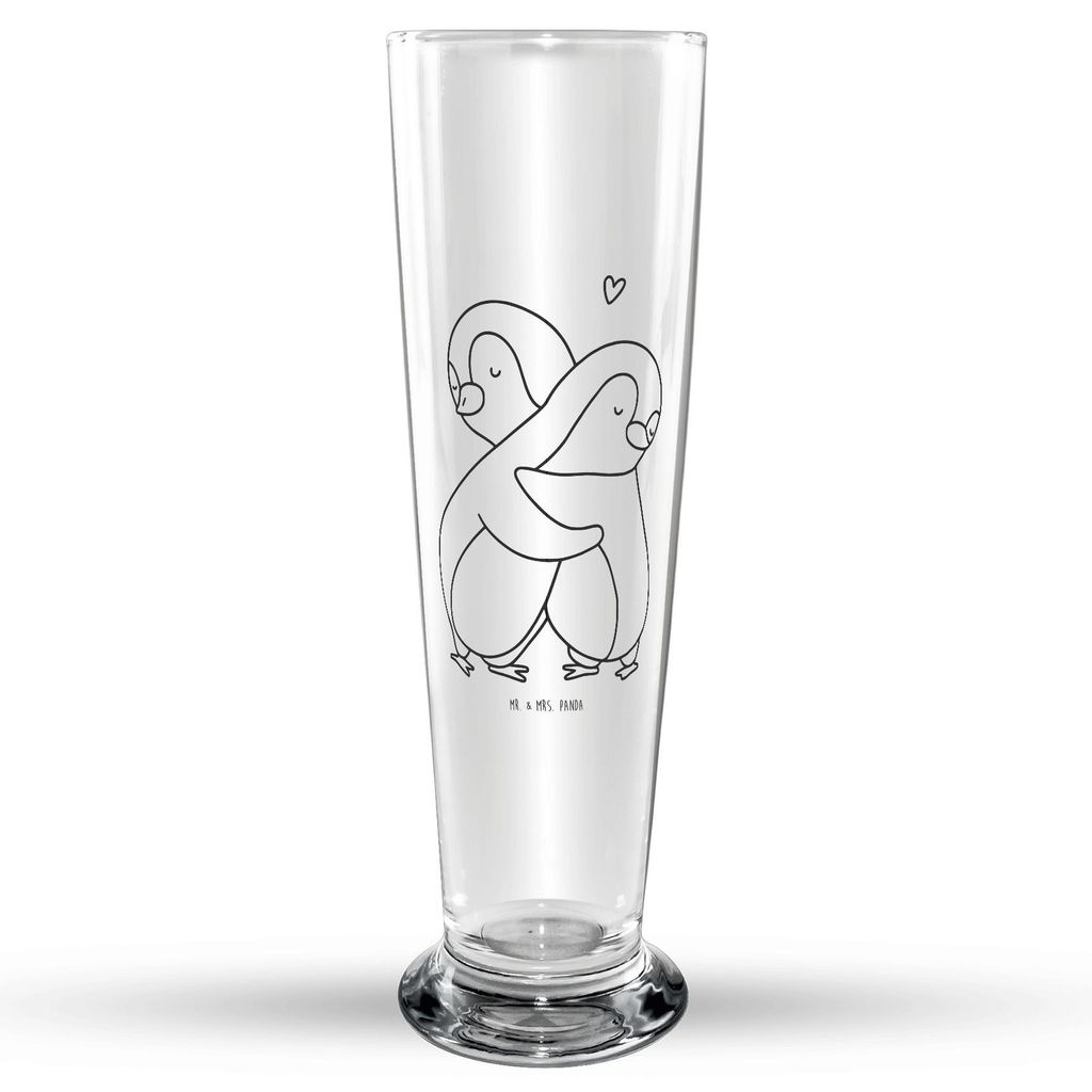 Mr. & Mrs. Panda Trinkglas Pinguine Kuscheln - Transparent - Geschenk, für Partner, Valentinstag, Frauen, Glasbecher, Bierglas, Bierbecher, Mitbri...
