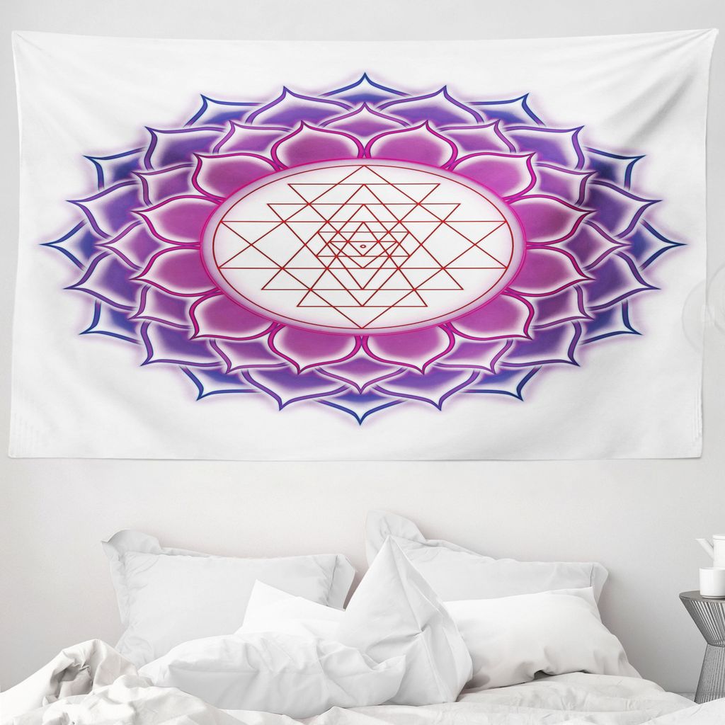 ABAKUHAUS Blatt Wandteppich, Mystical Yantra Mandala aus Weiches Mikrofaser Stoff Waschbar ohne Verblassen Digitaldruck, 230 x 140 cm, Fuchsienfarb...