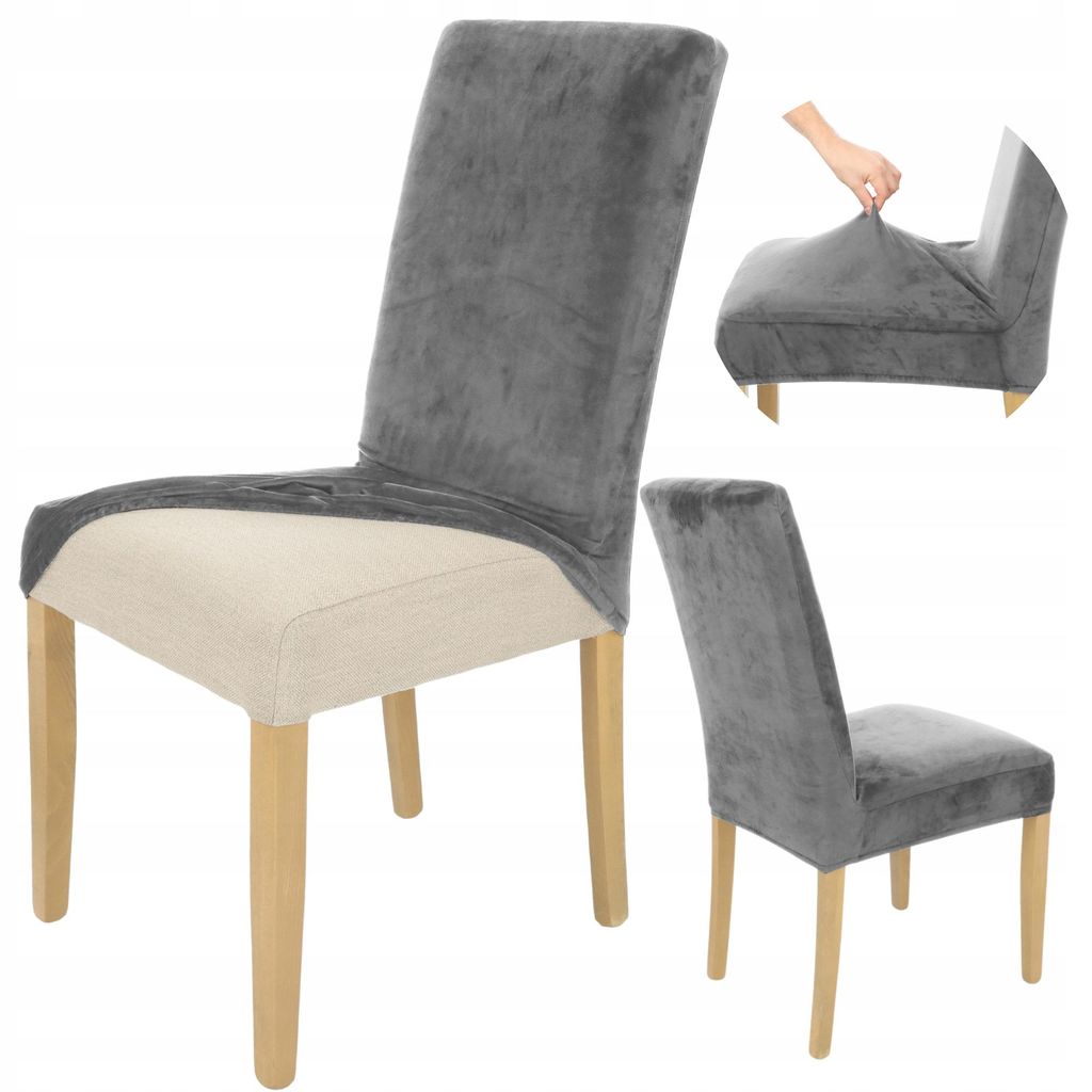 Stuhlhusse Stretch Grau - Samt - Universal - Esszimmer Produktbild 