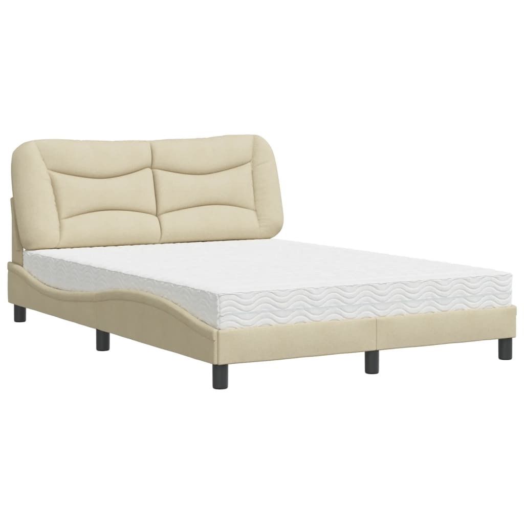 SYFAX Bett mit Matratze "Hvar" Creme 140x200 cm Stoff