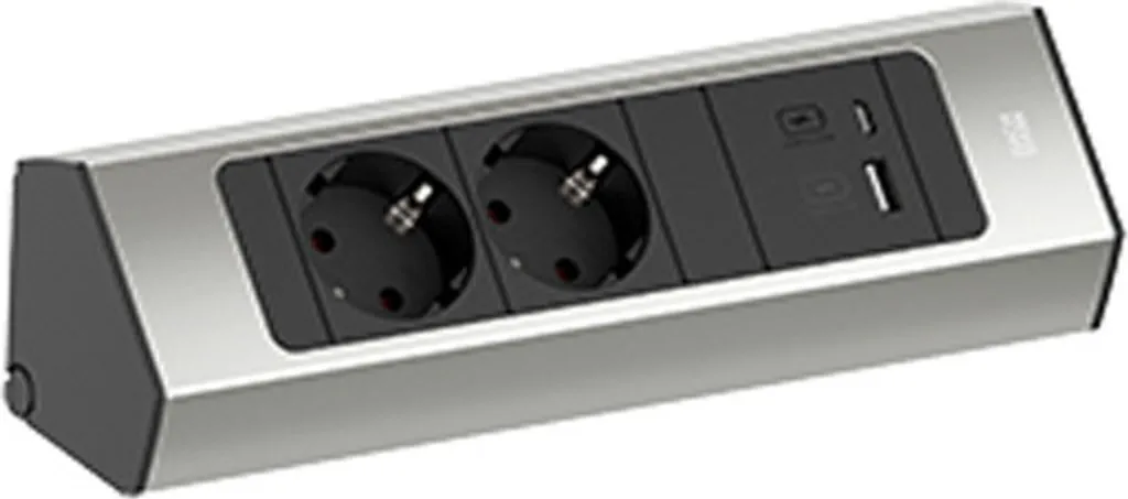 Bachmann CASIA 2 Presa Angolare Cucina Acciaio Inox USB A/C 22W