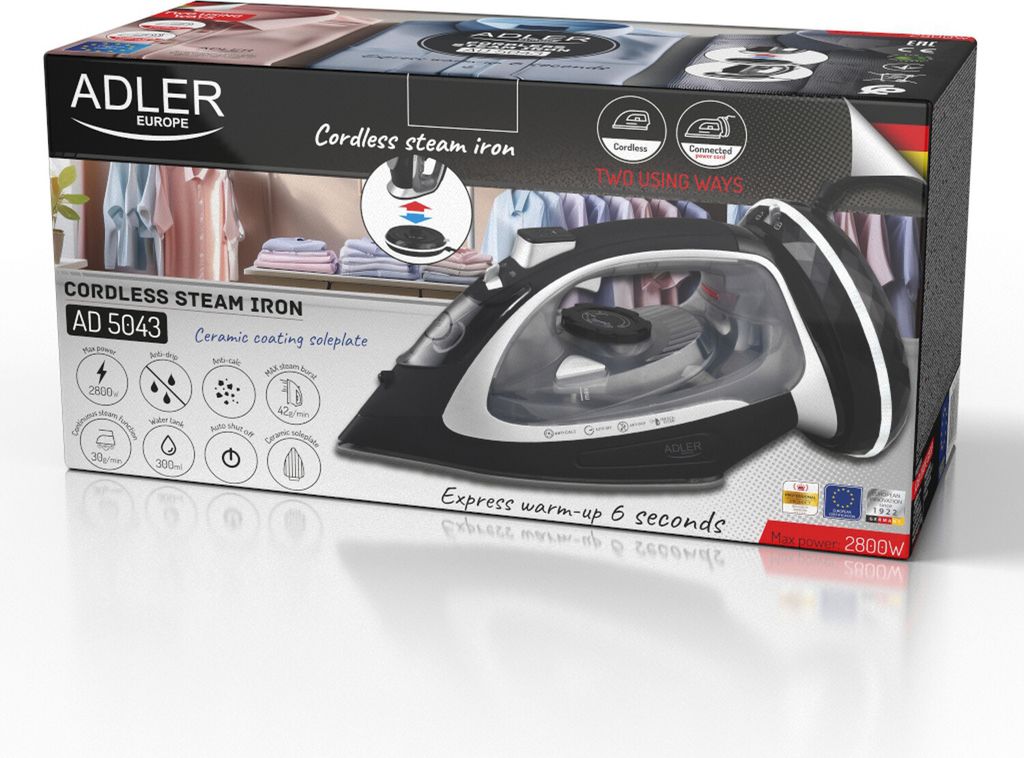 Adler Steam Iron | AD 5043 | Steam Iron | 2800 W | Water Immagine del prodotto 