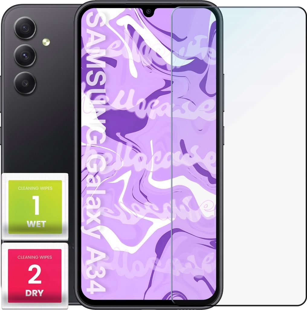 Glas für SAMSUNG GALAXY A34 5G Panzerglas Panzerfolie Schutzglasfolie Displayschutzglas Echt Glas Schutz Folie Display Glasfolie 9H HELLOCASE