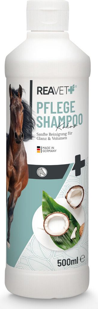 REAVET Pferdeshampoo für Pferde mit Kokos Duft - 500ml Pferde Shampoo pflegt Fell, Schweif & Mähne, Pferd Shampoo für alle Felltypen - Intensi...
