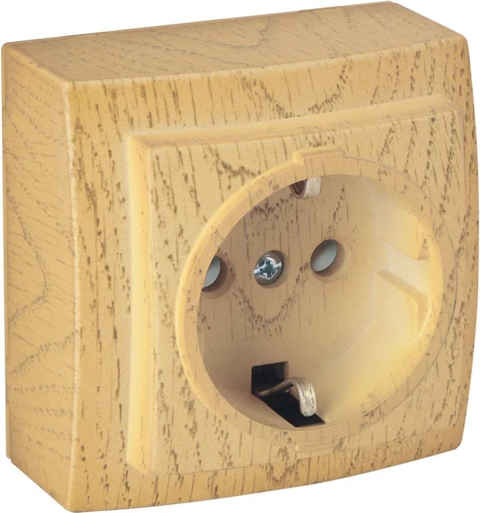 Steckdose m. Kindersicherung Ahorn Holzoptik – Aufputz IP20 Innen – Themis