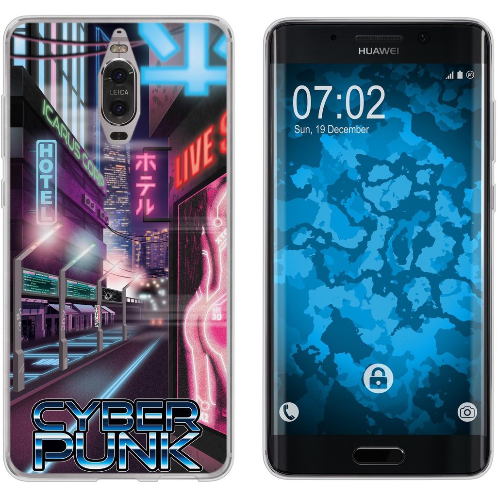 PhoneNatic Case kompatibel mit Huawei Mate 9 Pro Silikon-Hülle Retro Wave Cyberpunk.01 M4