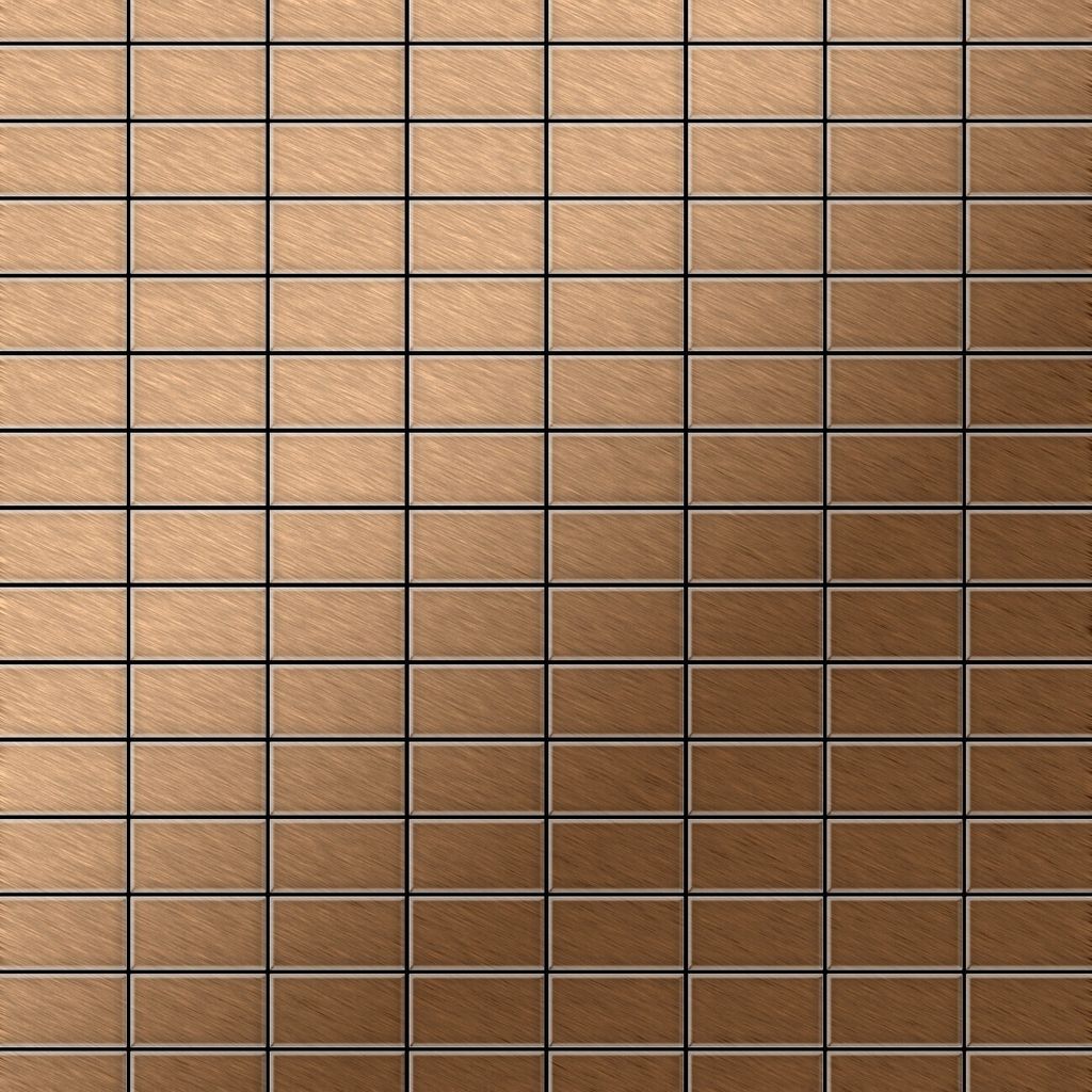 Mosaik Fliese massiv Metall Titan gebürstet kupfer 1,6mm stark Bauhaus-Ti-AB