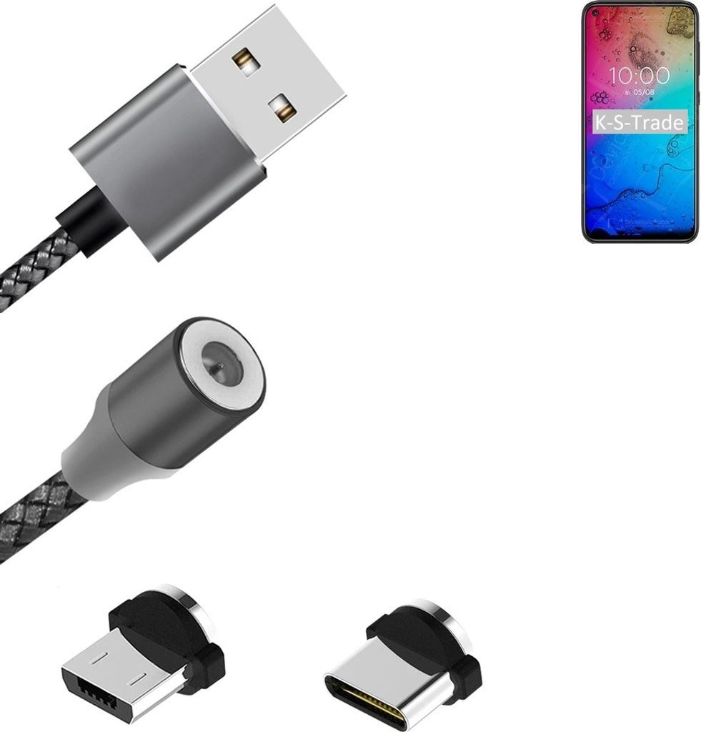 K-S-Trade Hochwertiges Magnet-Lade-kabel Sync-Kabel Daten-Kabel für BQ Mobile BQ-6430L Aurora mit USB-Typ-C-Anschluss und Micro-USB-Anschluss 2A bis