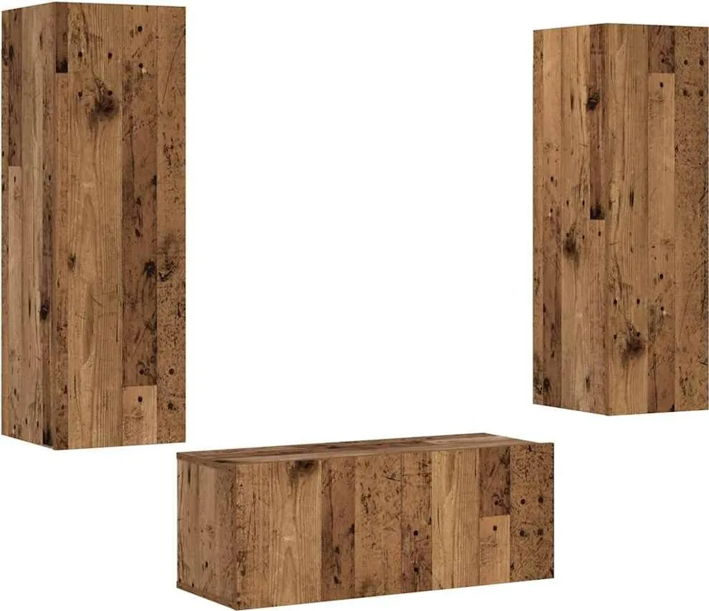 vidaXL Mobili TV 3 pz: Il Calore del Legno di Recupero a Parete