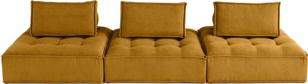 Lisa Design Marisol - 3-Stizer - modulares, gerades Sofa - strukturierter Samt , Gelb